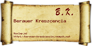 Berauer Kreszcencia névjegykártya